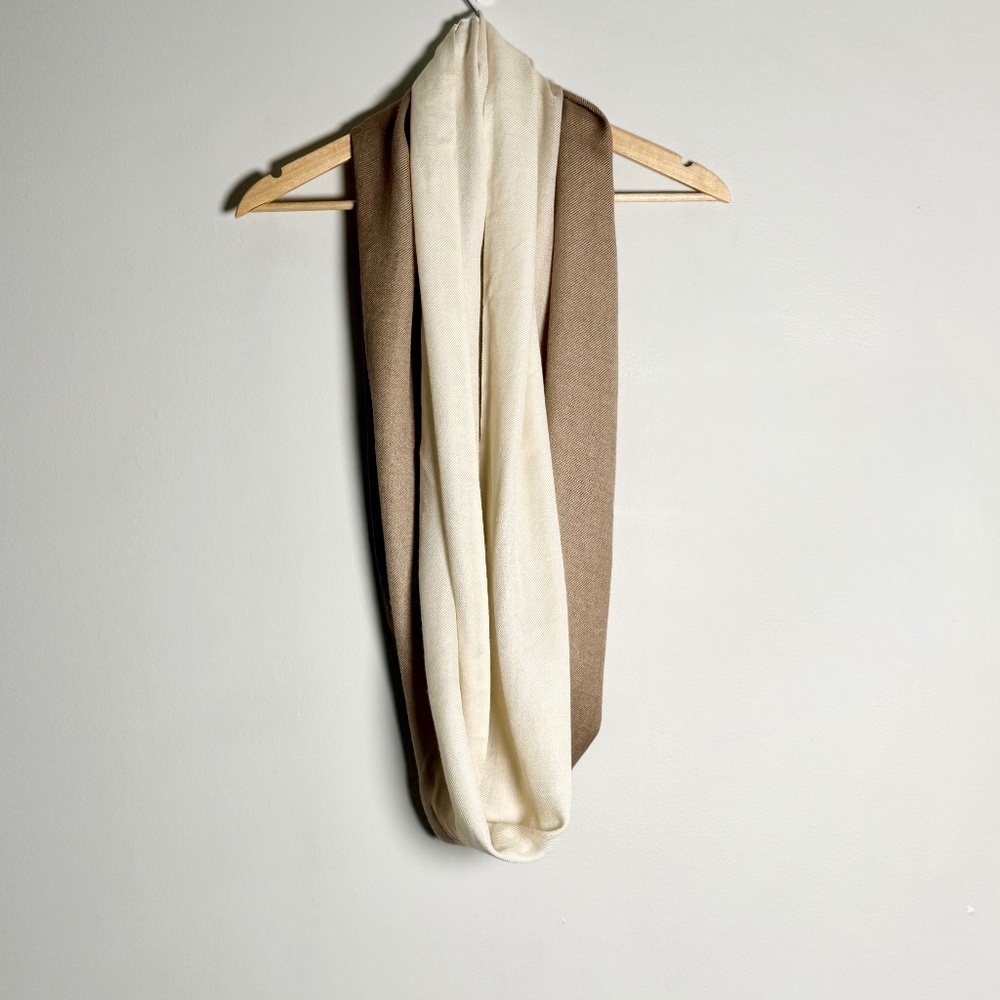 Talbots Silk Blend Infinity Cafe Latte Ombre Lightweight Scarf